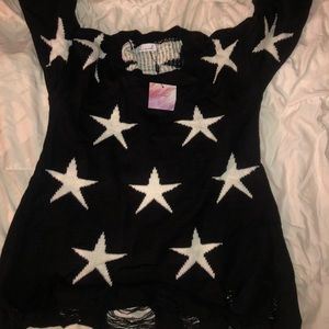 Distressed star sweater